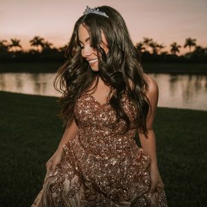 Rose Gold Strapless Dress